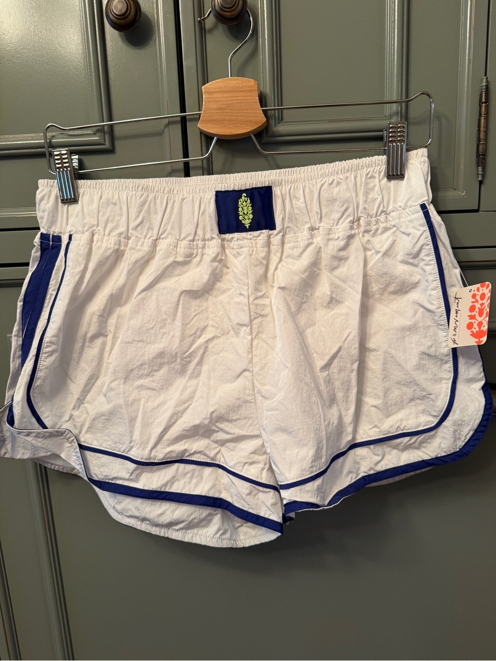 NWT FP Movement White Varsity Blues Shorts Sz M Active Sporty Gym